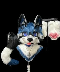 Blue Noir Gothic Wolf Full Partial Fursuit